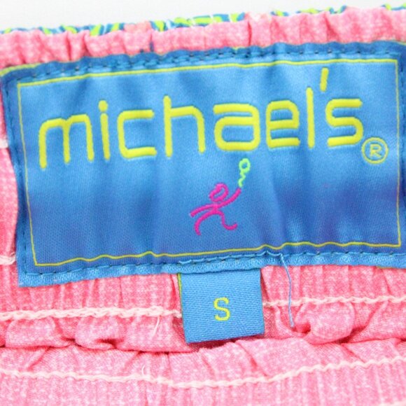 Vintage Michael's Shorts Men Pink Geometrical Pattern Drawstring Retro Small 90s - Picture 5 of 8